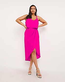 Joanna Hope Pink Overlay Midi Dress
