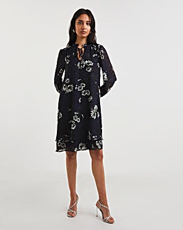 Joanna Hope Floral Dobby Spot Tiered Swing Dress