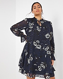 Joanna Hope Floral Dobby Spot Tiered Swing Dress