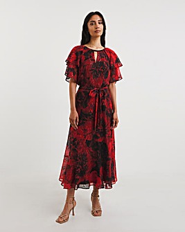 Joanna Hope Tie Waist Print Midi Dress