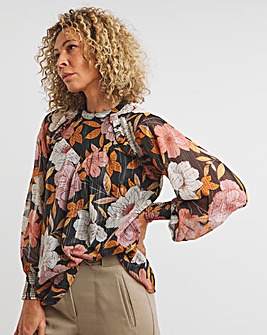 Joanna Hope Deep Cuff Printed Blouse