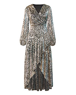 Joanna Hope Metallic Plisse Wrap Midi Dress