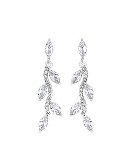 Jon Richard Silver Plated Pave Wave Leaf Drop Earrings