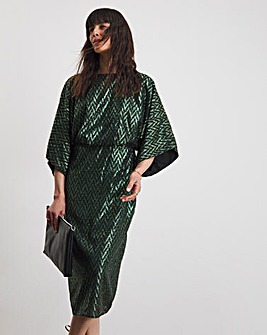 Joanna Hope Metallic Chevron Midi Dress