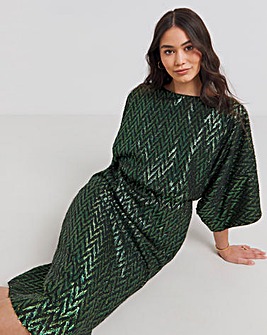 Joanna Hope Metallic Chevron Midi Dress