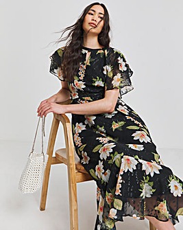 Joanna Hope Dobby Spot Tie Waist Maxi Dress