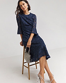 Joanna Hope Fluted Sleeve Stretch Lace Midi Dress