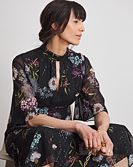 Joanna Hope Floral Dobby Angel Sleeve Maxi Dress