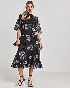 Joanna Hope Floral Dobby Angel Sleeve Maxi Dress