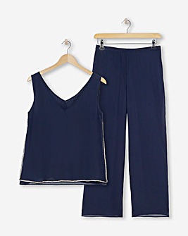 Joanna Hope Beaded Chiffon Trouser Set