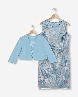 Joanna Hope Soft Blue Sequin Dress and Jacket