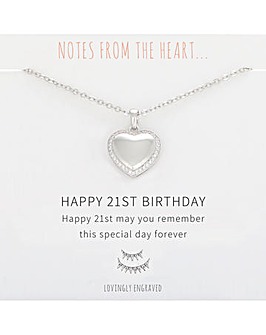 Happy 21st Birthday Heart Pendant