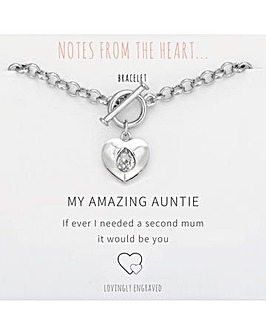 My Amazing Auntie Heart T Bar Bracelet