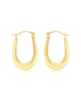9ct Gold Polished Oval Creole Earrings