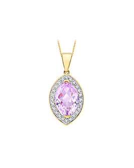 9Ct Gold Diamond And Amethyst Necklace