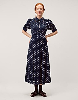 Monsoon Kate Puff Sleeve Midi Dress