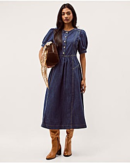 Monsoon Eliza Puff Denim Midi Dress