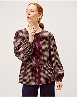 Monsoon Agatha Check Tie Front Blouse