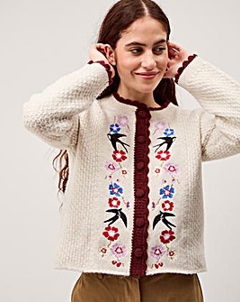 Monsoon Etta Floral Scallop Cardigan