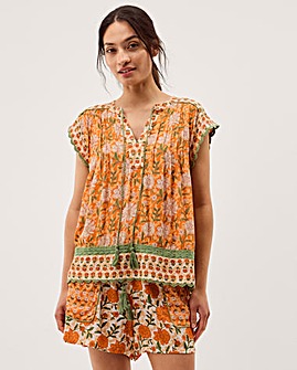 Monsoon Carris Floral Scallop Trim Top