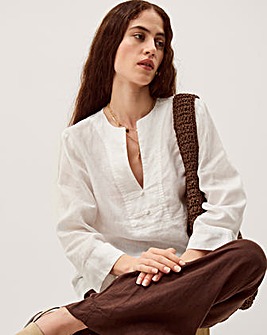 Monsoon Alexis Knot Button Linen Top