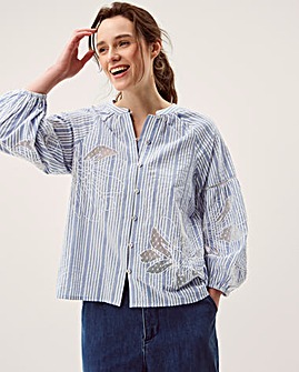 Monsoon Maia Embroidered Stripe Blouse