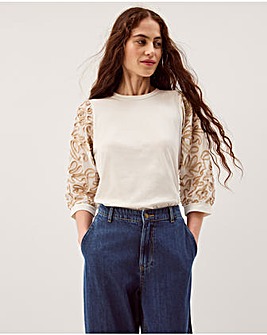 Monsoon Freya Embroidered Sleeve Top