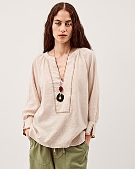 Monsoon Frida Stripe Linen-Blend Top