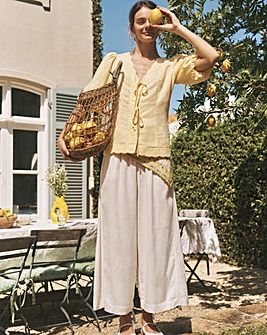 Monsoon Maisie Linen Crop Wide Trousers