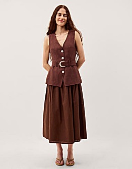 Monsoon Margot Linen Blend Midi Dress
