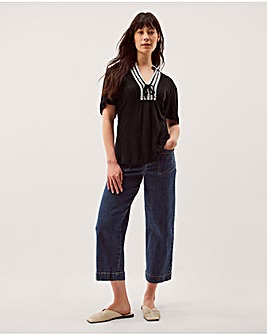 Monsoon Lucia Lace Linen Blend T-Shirt