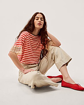 Monsoon Sasha Stripe Linen Blend T-Shirt