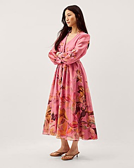 Monsoon Aimee V-Neck Floral Midi Dress