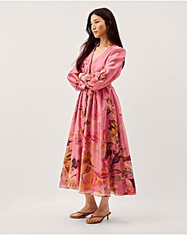 Monsoon Aimee V-Neck Floral Midi Dress