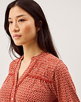 Monsoon Palmer Print Smocked Jersey Top