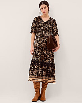 Monsoon Thalia Print Jersey Midi Dress