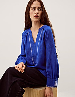 Monsoon Frida V-Neck Linen Blouse