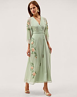 Monsoon Clara Floral Midi Wrap Dress