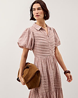 Monsoon Winnie Puff Sleeve Stripe Midi Dress
