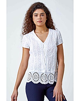 Roman Cotton Embroidered Crinkle Blouse