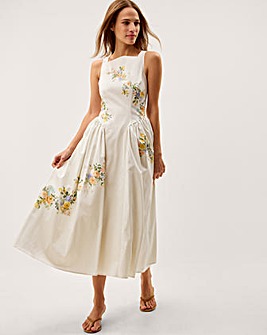 Monsoon Cindy Floral Print Midi Dress