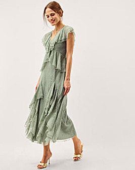 Monsoon Alda Ruffle Lace Midi Dress