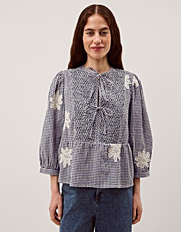 Monsoon Mimi Embroidered Gingham Top