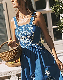 Monsoon Keira Embroidered Midi Dress