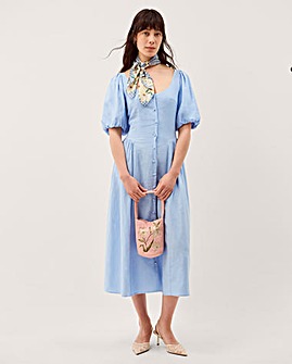Monsoon Lottie Linen Blend Midi Dress