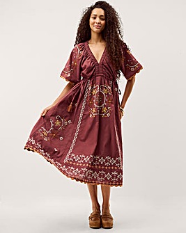 Monsoon Greta Embroidered Midi Dress