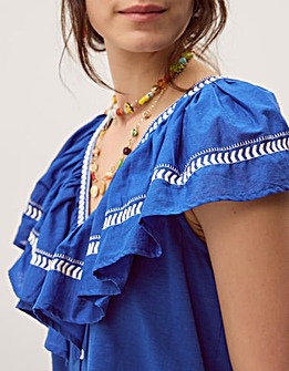 Monsoon Fenn Ruffle Jersey Top