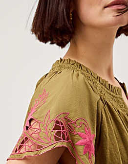 Monsoon Fiona Embroidered Cotton Top