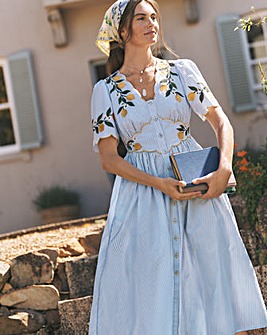 Monsoon Marisol Lemon Stripe Midi Dress