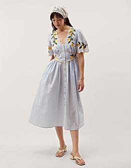 Monsoon Marisol Lemon Stripe Midi Dress